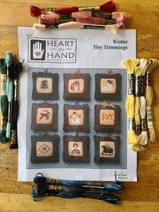 HEART IN HAND Counted Cross Stitch Leaflet & 14 SILKS - WINTER TINY TRIMMINGS - Picture 1 of 3