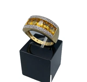 Anello Harry Ivens taglia 21 925 argento dorato giallo berillo d'oro anello a nastro come nuovo - Foto 1 di 13