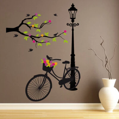 Flower Bicycle Lamppost Tree Wall Sticker Set WS-47615 - Image 1 of 4