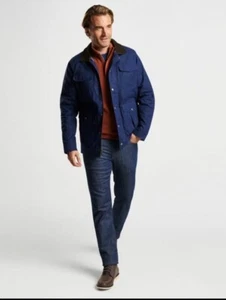 NWT Peter Millar Mens Crown Waxed Cotton Safari Field Jacket Navy Sz M $350 - Picture 1 of 6