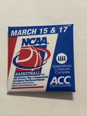 NCAA 2001 Button East Region 1st 2nd Rounds March NC Coliseum Promotional Pin - Image 1 of 4