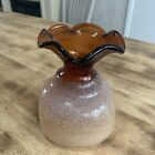 Vintage Hand Blown Amber Glass Vase 13cm Tall