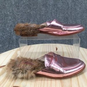 Louise et Cie Shoes Womens 6.5 M Dugan II Genuine Rabbit Fur Mules Pink Leather - Picture 1 of 13