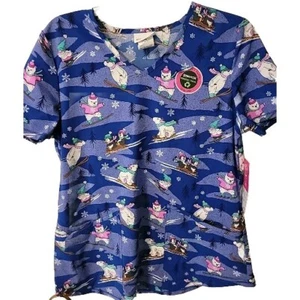 Gnome Polar Bear Penguin Scrub Size XLarge W/POCKETS NWT 4 Waystretch ultra soft - Picture 1 of 15