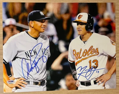 ALEX RODRIGUEZ MANNY MACHADO SIGNED YANKEES ORIOLES 11X14 PHOTO PSA/DNA - Image 1 of 2