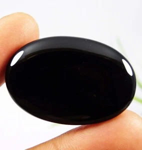 48.85 Ct Natural Black Onyx Oval Cabochon Amazing Loose Gemstone For Jewelry - Picture 1 of 9
