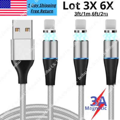 3/6Pack Magnetic USB Charger Cable 3/6Ft For iPhone 13 11 8 7 6 5s Charging Cord - Image 1 of 4