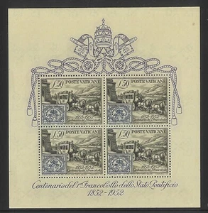 Vatican City 1952 Stamp Anniversary Mini Sheet Scott 155a MUH 32-9 - Picture 1 of 1