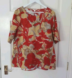 COS Colourful Top Blouse Abstract Flower Pattern Size EU 42 UK 14 Red & Yellow - Picture 1 of 8