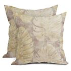 Gold Leaf Pillow Covers 18X18 Inch Summer Tropical Monstera Leaves Plant Deco...