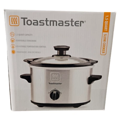 Olla de cocción lenta Toastmaster 1,5 cuartos de galón de acero inoxidable modelo TM-153SC nueva olla sellada Foto 1 de 4