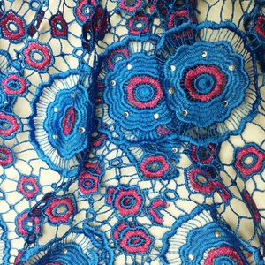 Lacebook Bridal Cord Lace Fabric Mesh Lace Floral Embroidery Fabric w/Bead - Picture 1 of 15
