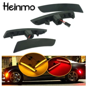For Chevy Camaro 2016-2022 4X Smoke Lens LED Side Marker Lights Amber Red Light - Picture 1 of 6