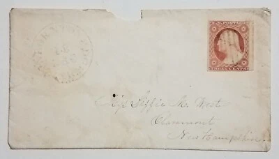 Sanbornton Bridge New Hampshire Belknap Co 1850s CDS Cover Scott 11a DPO 1805-69 - Image 1 of 2