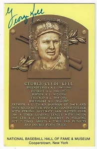 Autographed GEORGE KELL Hall of Fame Gold Plaque Post Card With COA - Picture 1 of 1