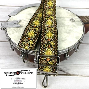 Walker And Williams HBAN-03 Vintage Black & Gold Mandala Woven Banjo Strap - Picture 1 of 8
