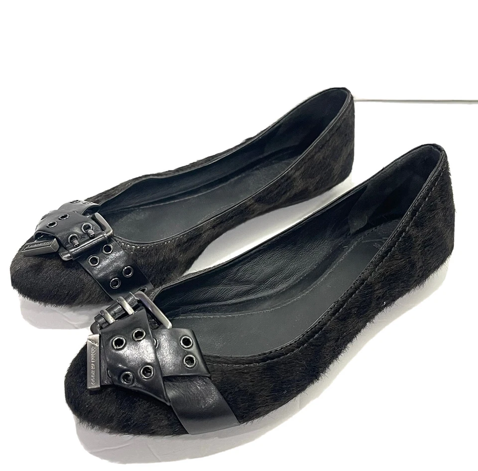 Brian Atwood animal print calf hair flats shoes womens size 6/36 Foto 1 de 4