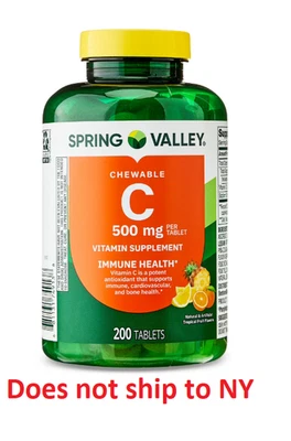 Spring Valley Vitamin C Chewable Tablets Dietary Supplement, 500 mg, 200 Count - Image 1 of 4