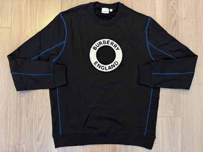 Sudadera de algodón con gráfico con logotipo de Burberry cuello redondo negra talla XL Foto 1 de 2
