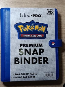 *FREE SHIP* Ultra Pro Pokemon Premium Snap Binder -Holds 160 Cards- Blue Leather - Picture 1 of 8