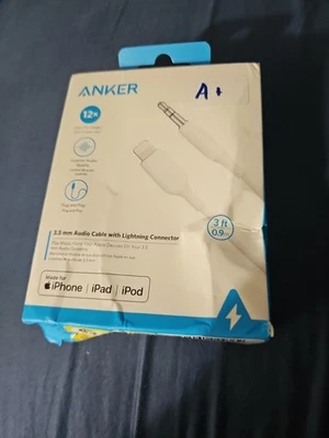 Adaptador auxiliar de audio Anker 3' PowerLine Apple a 3,5 mm - blanco Foto 1 de 3