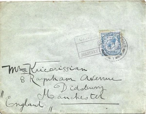 Constantinople 1919 2.1/2d Blue Censored Cover with APO Y CDS to Manchester - Picture 1 of 1