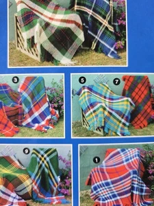Plaid Tartan Afghans Blanket USA Canadian Crochet Pattern Book - Picture 1 of 2