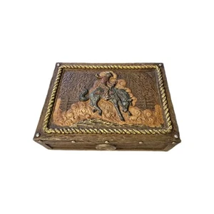 Enesco Jewelry Box Trails West Hinge Lid Buckin Bronco Star Medallion Trinket - Picture 1 of 14
