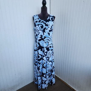 Talbots Jersey Maxikleid Dynamic Paisley ärmellos blau Stretch Schlüsselloch Gr. L - Bild 1 von 12