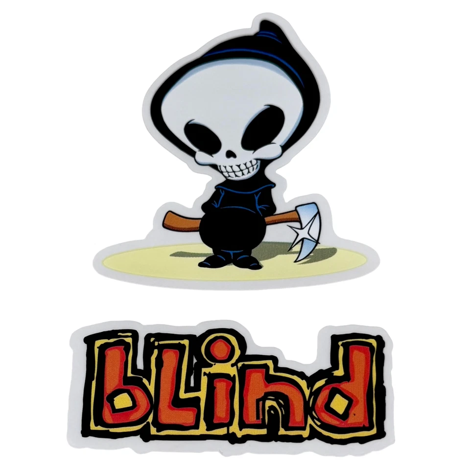 (2-Pack) Original Blind Skateboard Grim Reaper + Logo Sticker