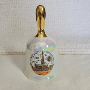 Campana porcellana vintage Bruxelles Belgio Hotel de Ville clapper iridescente - Foto 1 di 6