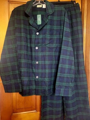 NUEVO CON ETIQUETAS L.L. Pijama de franela de algodón a cuadros negro Bean para hombre M Foto 1 de 4
