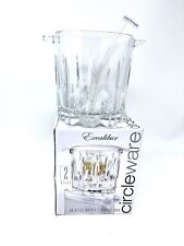 Excalibur Circleware Clear Glass 36 oz Ice Bucket for Bar Cart w/Acrylic Tong