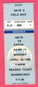 METS JOHN FRANCO SAVE #300 TICKET STUB-4/29/96-EXPOS AT SHEA - Picture 1 of 1