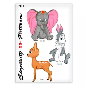 Dumbo Elephant Bambi Deer Thumper Rabbit Pattern Simplicity Stuffed Animal Toy - Picture 1 of 2