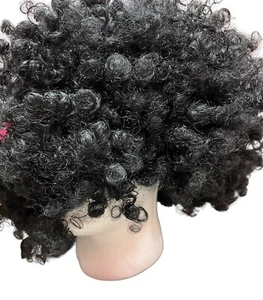 Mario Chido Studios Parrucca Nera Costume Afro Halloween - Foto 1 di 6
