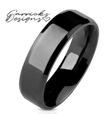 Women's Black Wedding Ring Band - Black Wedding Ring For Girls - Image 1 of 4