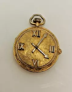 VTG Pocket Watch Pendant Locket Florenza Etched Metal - Picture 1 of 4