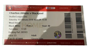 CHARLTON ATHLETIC V BLACKPOOL - MATCH TICKET - LEAGUE ONE - 16/2/2019 - Picture 1 of 1