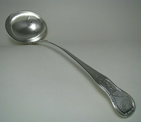 SCOTTISH STERLING SILVER LADLE KINGS PATTERN Wm.Hannay Edinburgh Scotland ca1820 Cover