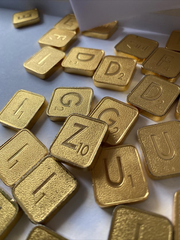 vintage 24k Gold plated Scrabble Letters  D E F G H I U N T W Z - Image 1 of 4