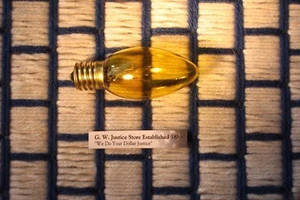 BOX of 24 } NEW transparent YELLOW 130V CHRISTMAS LIGHT bulb 7w STEADY burn C9 - Picture 1 of 5