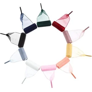 10 Pairs Satin Shoe Laces Soft Casual Organza Flat Ribbon Shoelaces for Women... - Picture 1 of 7