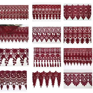 Bordo in pizzo bordeaux ricamato 3",4",4",4,75",5 1/8",6",7,5" - Foto 1 di 11