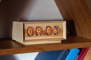 Retro minimalism Nixie Clock with IN-12B replaceable tubes ORIGINAL WOOD CASE #2 - Picture 1 of 4