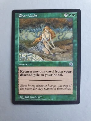 Elven Cache , MTG Portal (1997) Common Green Sorcery NM - Image 1 of 2