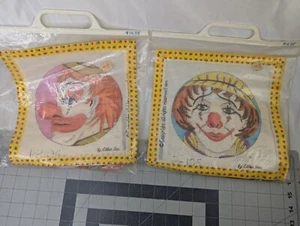 Ellen Inc Clown Yarn Needle Craft Lot of 2 1970s - Picture 1 of 7