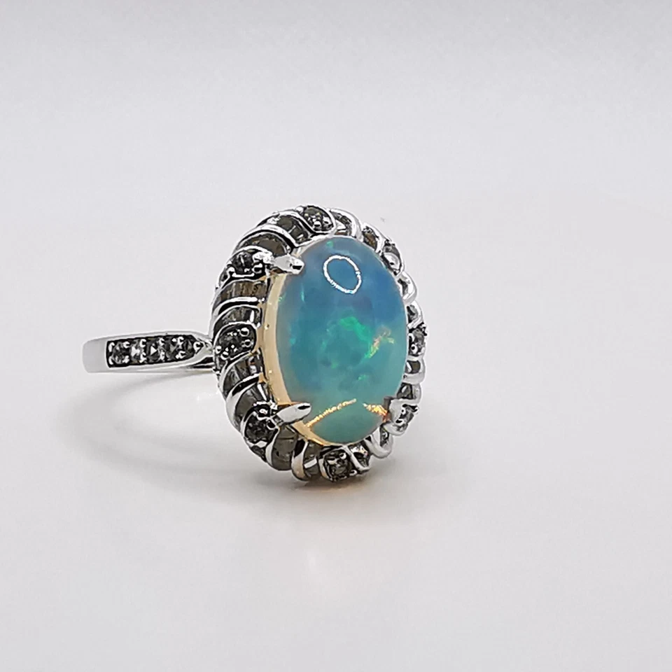 CAVILL Wunderschöne weißer Opal Damenring Ring  925 Silber Gr. 65 fast  NEU! - Bild 1 von 4
