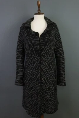 TRANSIT PAR SUCH Black Wool Alpaca Striped Oversized Coat Jacket Size 3 - Image 1 of 4