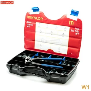 Mikalor Two Ear Clips Assortment Box W1 Zinc Plated Steel | 375 Pieces - Picture 1 of 8